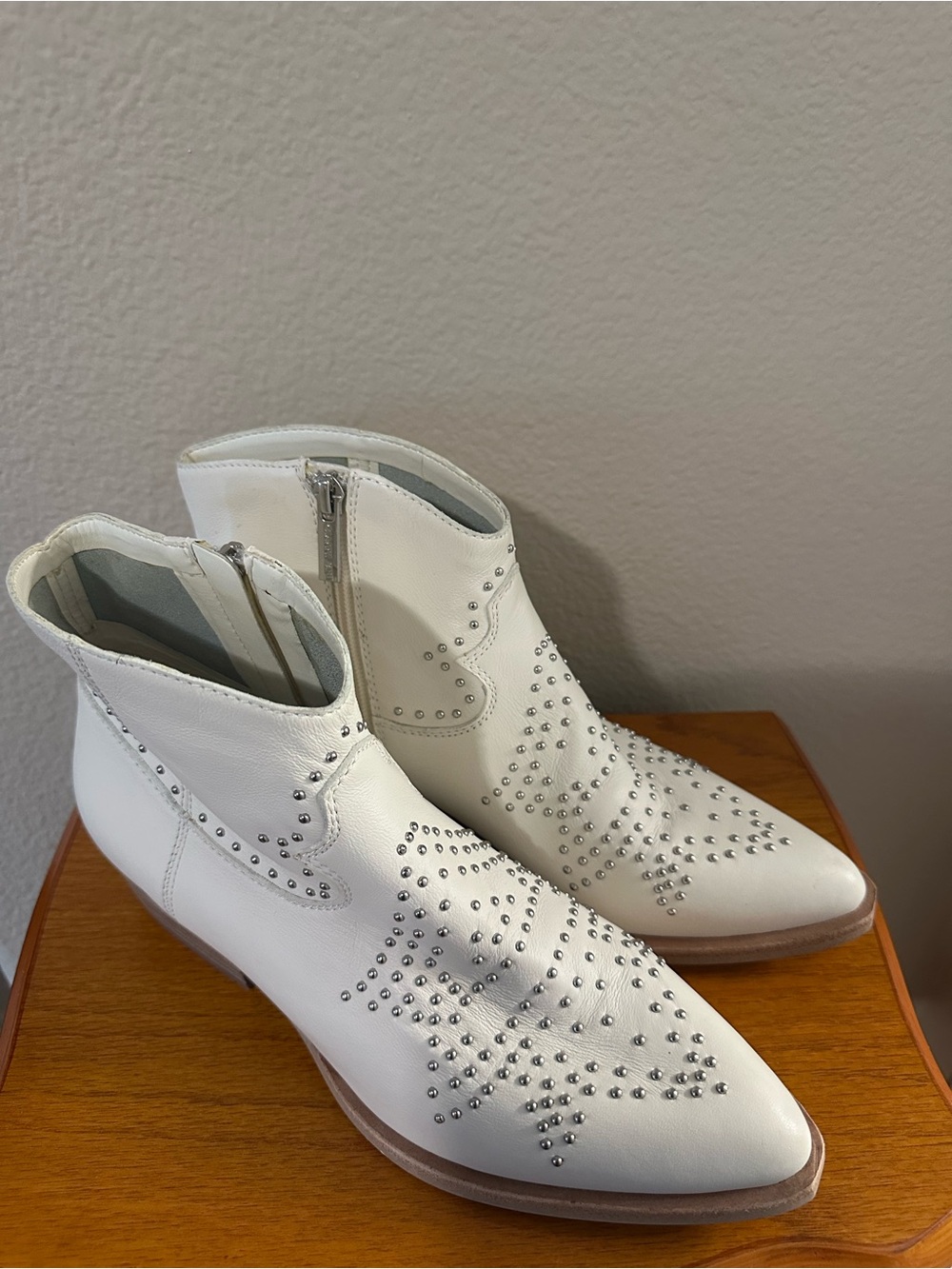 Gianni Bini White Studded Ankle Booties